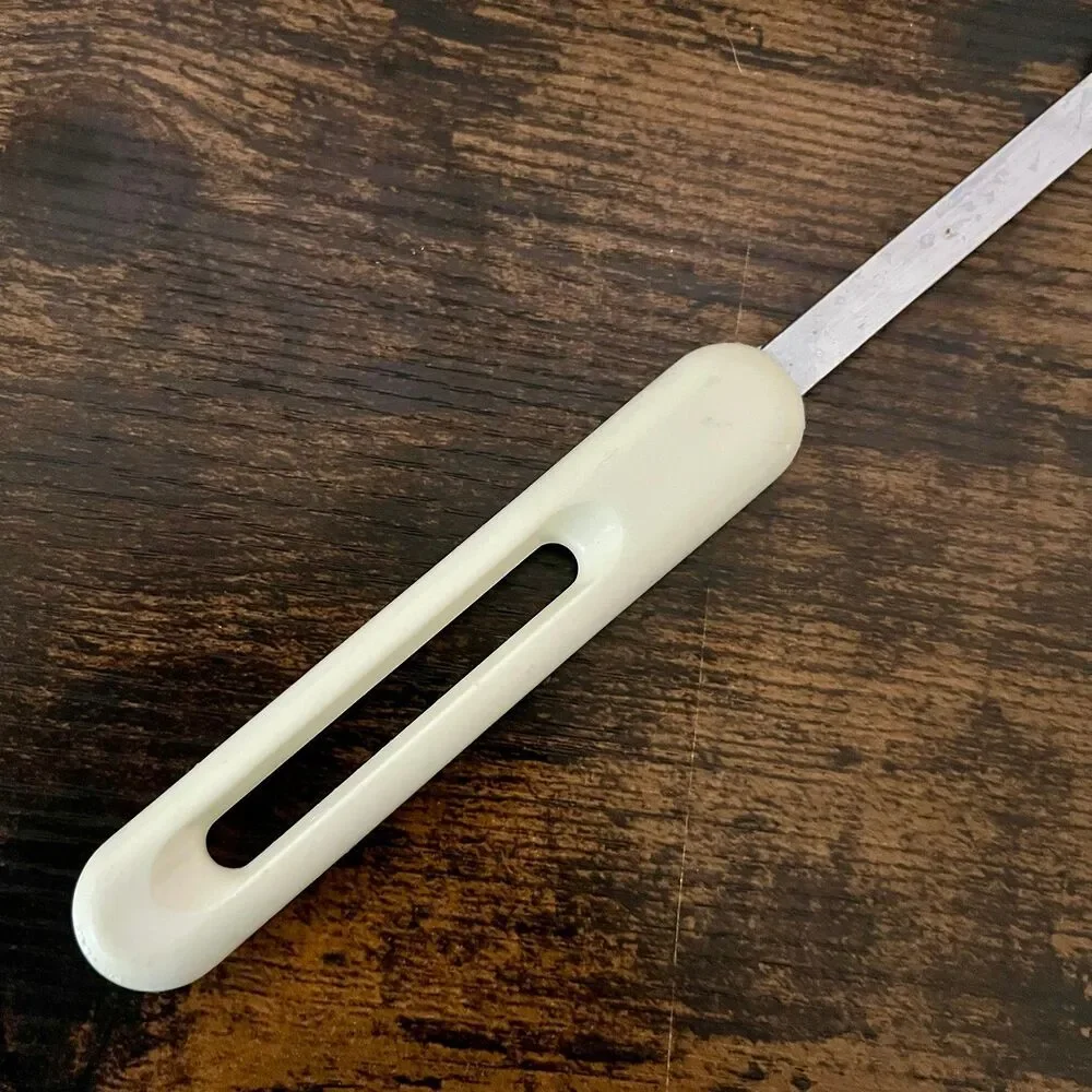 Vintage BONNY Slotted Pasta Server Spaghetti Spoon Black White Utensil